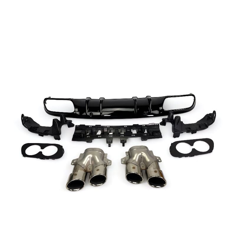 Mercedes C-Klasse W205 C205 A205 Diffusor + Auspuffblenden (Chrom) RSHOP 
