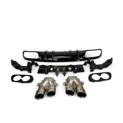 Mercedes C-Klasse W205 C205 A205 Diffusor + Auspuffblenden (Chrom) RSHOP 
