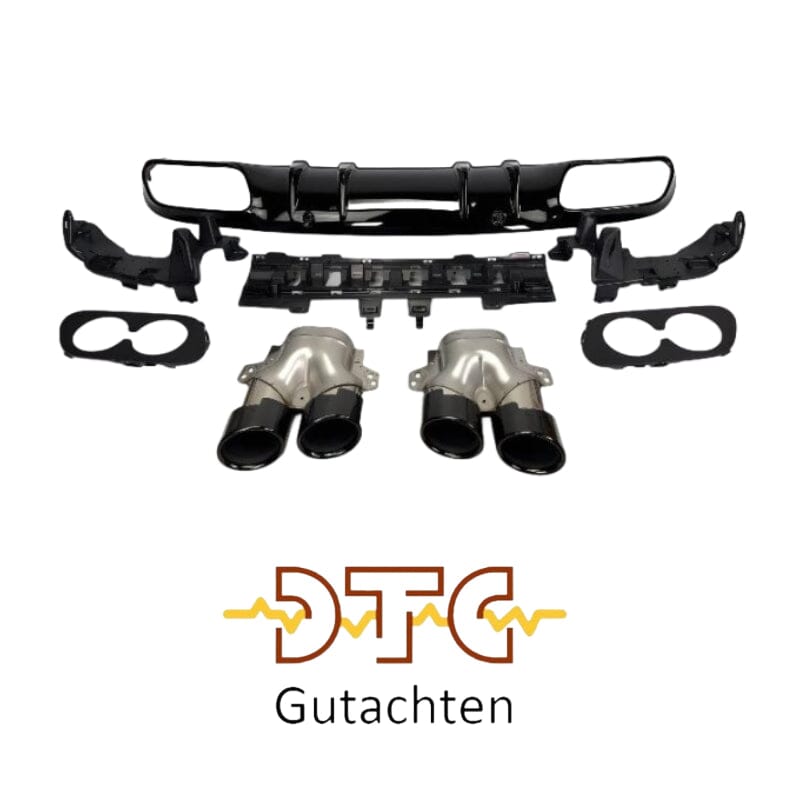 Mercedes C-Klasse W205 C205 A205 Diffusor + Auspuffblenden (Schwarz) BestTuning 