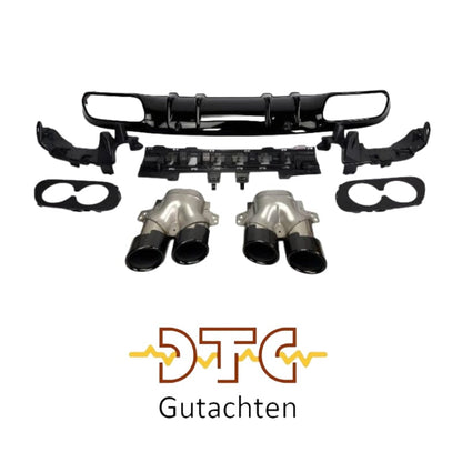 Mercedes C-Klasse W205 C205 A205 Diffusor + Auspuffblenden (Schwarz) BestTuning 