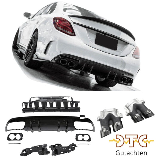 Mercedes C-Klasse W205 S205 Diffusor + Auspuffblenden (Schwarz) BestTuning 