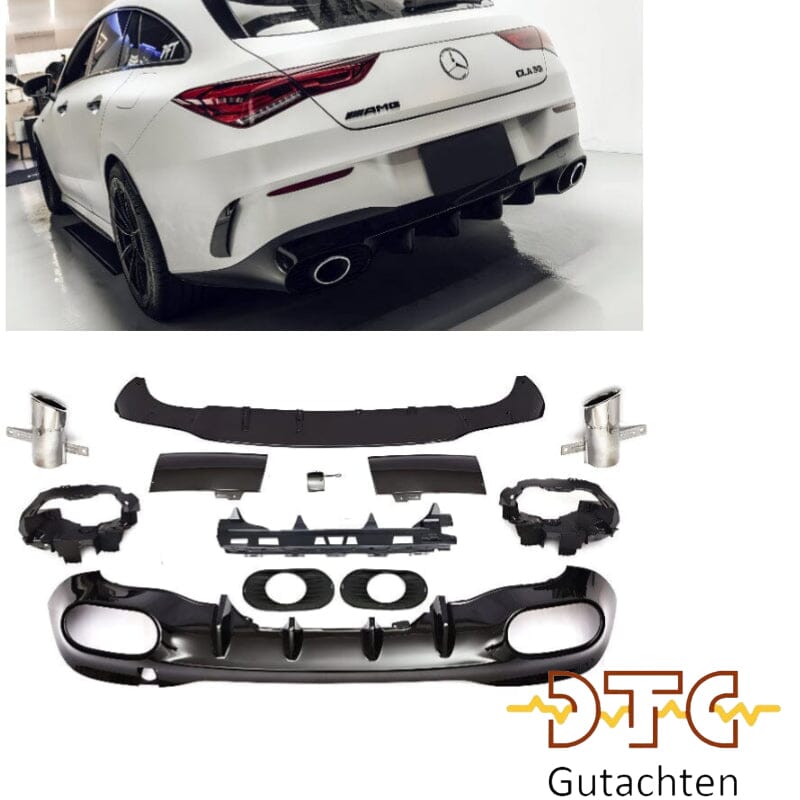 Mercedes CLA-Klasse C118 W118 Diffusor mit Auspuffblenden 1x1 (Chrom) BestTuning 