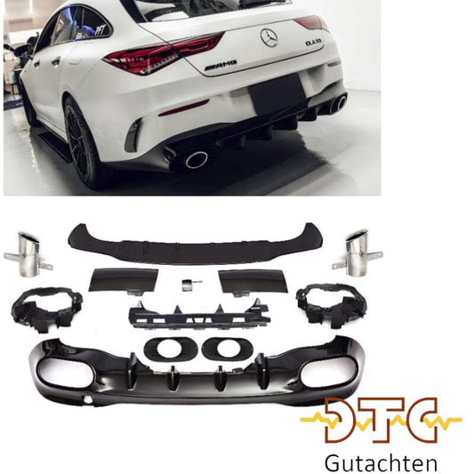 Mercedes CLA-Klasse C118 W118 Diffusor mit Auspuffblenden 1x1 (Chrom) BestTuning 