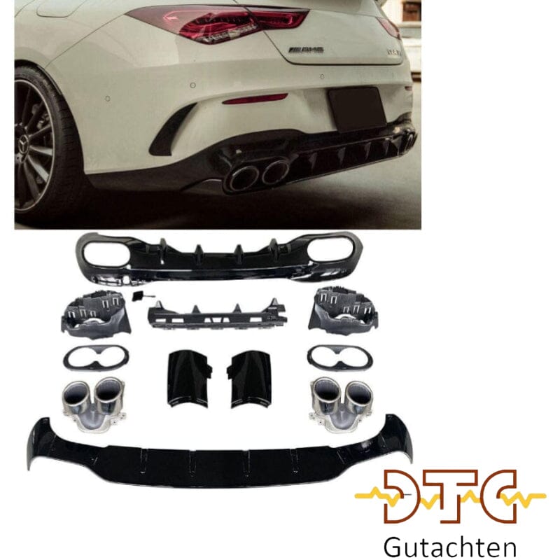 Mercedes CLA-Klasse C118 W118 Diffusor mit Auspuffblenden 2x2 (Chrom) BestTuning 