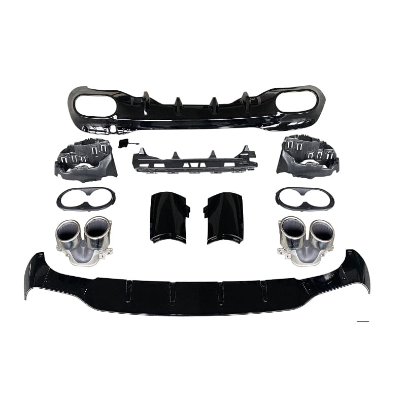 Mercedes CLA-Klasse C118 W118 Diffusor mit Auspuffblenden 2x2 (Chrom) RS 