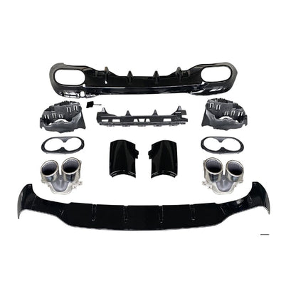 Mercedes CLA-Klasse C118 W118 Diffusor mit Auspuffblenden 2x2 (Chrom) RS 