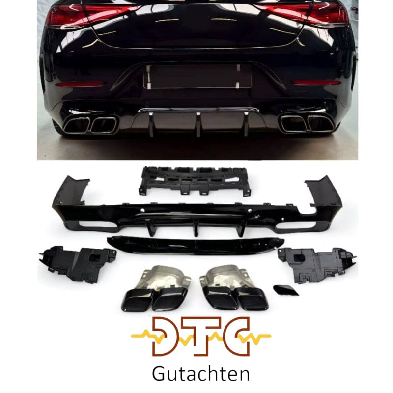 Mercedes CLS C257 Diffusor + Auspuffblenden 2X2 (Schwarz) BestTuning 