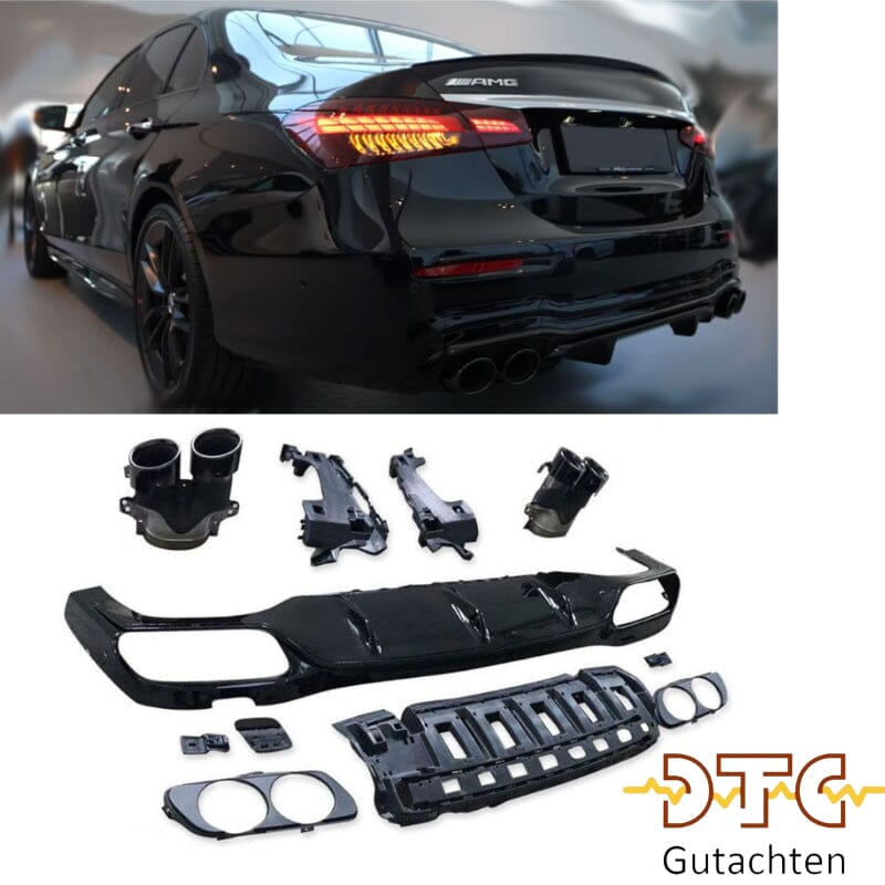 Mercedes E-Klasse W213 Diffusor + Auspuffblenden (Schwarz) BestTuning 