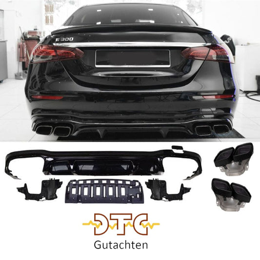 Mercedes E-Klasse W213 Diffusor + Auspuffblenden (Schwarz) V.2 BestTuning 