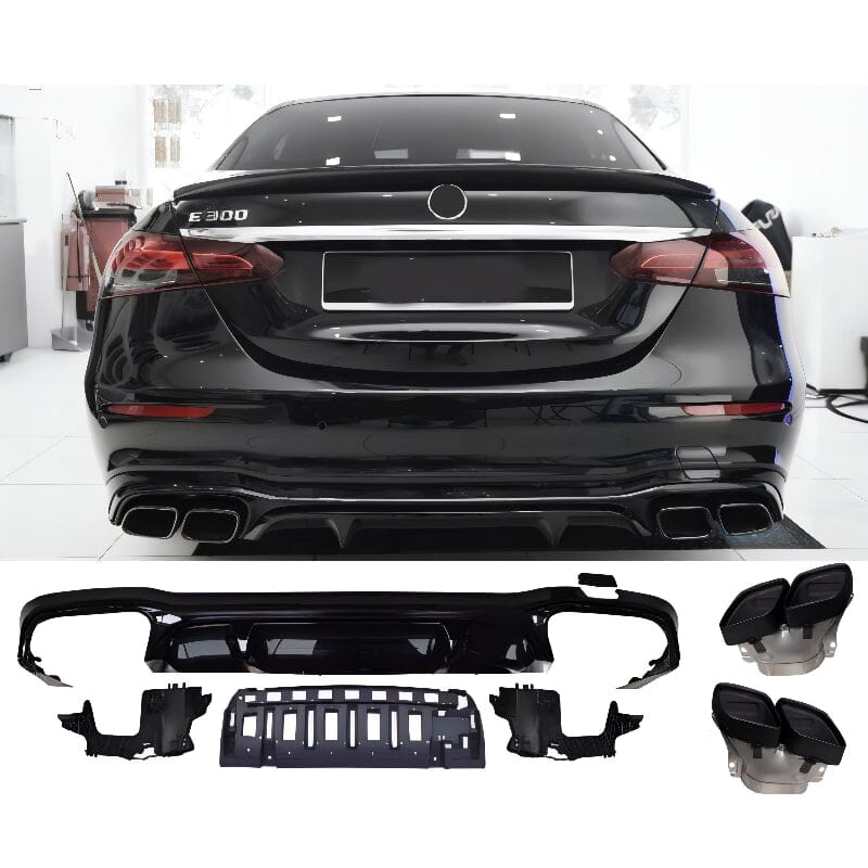 Mercedes E-Klasse W213 Diffusor + Auspuffblenden (Schwarz) V.2 RSHOP 