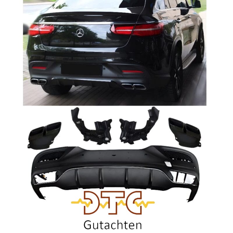 Mercedes GLE Coupé C292 Diffusor in GLE 63 AMG Optik mit Auspuffblenden und schwarzen Endrohren BestTuning 