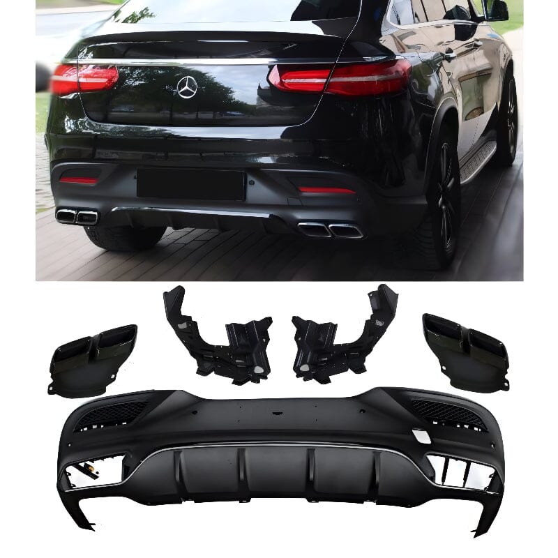 Mercedes GLE Coupé C292 Diffusor in GLE 63 AMG Optik mit Auspuffblenden und schwarzen Endrohren RSHOP 