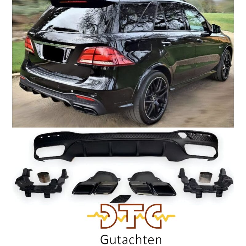 Mercedes GLE-Klasse W166 - 63 AMG Optik Diffusor mit Auspuffblenden 2x2 (schwarz) BestTuning 