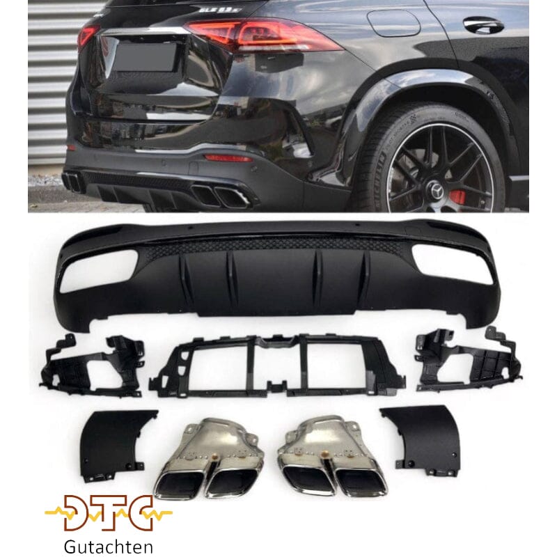 Mercedes GLE W167 SUV Diffusor mit Auspuffblenden 2x2 (Chrom) BestTuning 