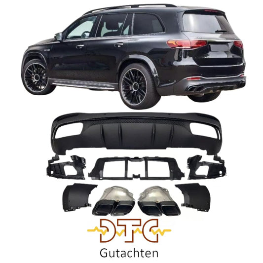 Mercedes GLS X167 Diffusor + Auspuffblenden 2X2 (Schwarz) BestTuning 
