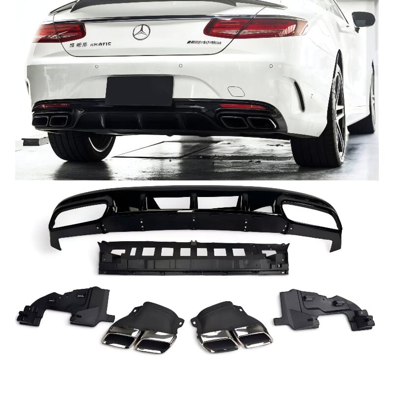 Mercedes S-Klasse C217 A217 Diffusor + Auspuffblenden (Chrom) RSHOP 