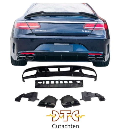Mercedes S-Klasse C217 A217 Diffusor + Auspuffblenden (Schwarz) BestTuning 