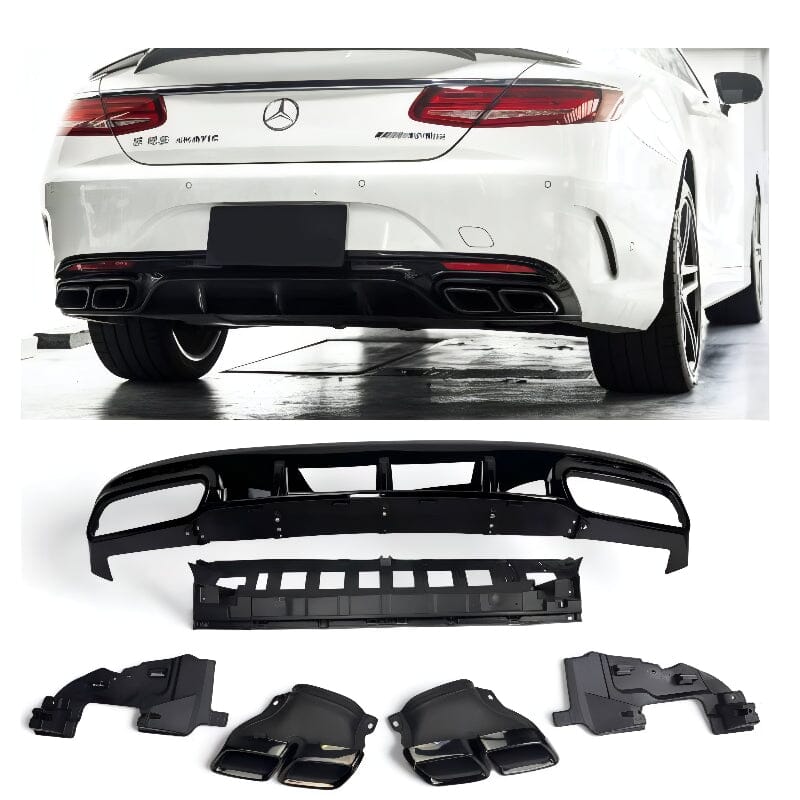 Mercedes S-Klasse C217 A217 Diffusor + Auspuffblenden (Schwarz) RSHOP 