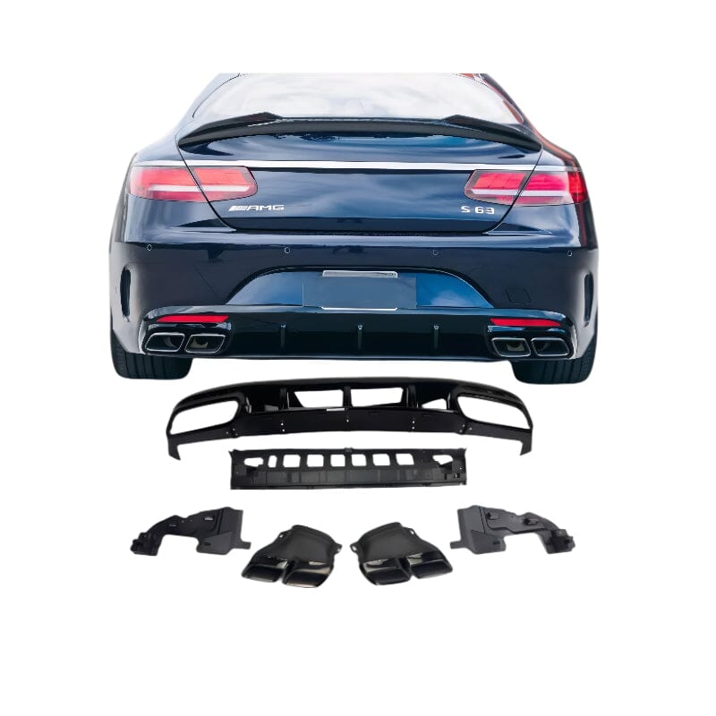 Mercedes S-Klasse C217 A217 Diffusor + Auspuffblenden (Schwarz) RSHOP 