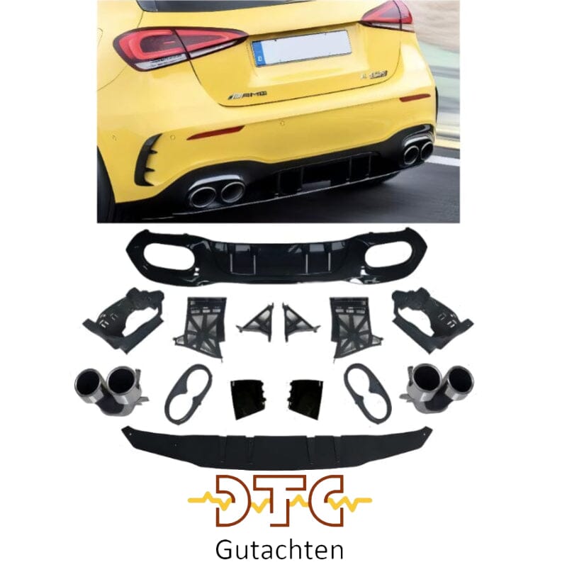 Mercedes W177 Kompaktlimousine Diffusor + Auspuffblenden 2X2 CHROM AMG OPTIK BestTuning 