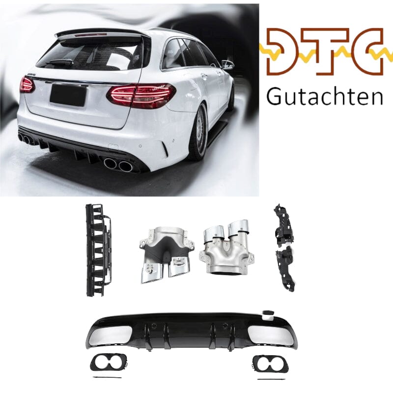 Mercedes W205 S205 Diffusor + Auspuffblenden (Chrom) BestTuning 