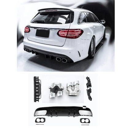 Mercedes W205 S205 Diffusor + Auspuffblenden (Chrom) RSHOP 