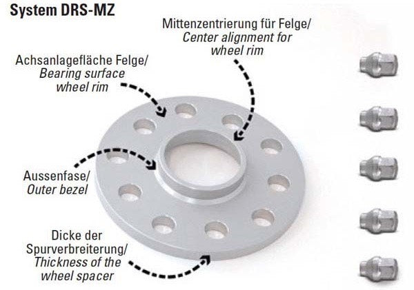 H&R System DRS-MZ Spurverbreiterung mit Schaftmuttern
